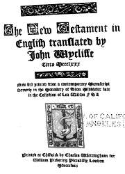 The New Testament in English Translated by John Wycliffe
