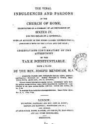 The Venal Indulgenees and Pardons of the Church of Rome