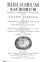 Bibliorum Sacrorum Latina Versiones Antiqua seu Vetus Italica (3)